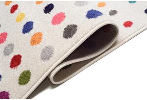 Krémový koberec s barevnými tečkami