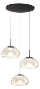 Fabas Luce Závěsné světlo Brena, 3-ramenné, koňakové, Ø 35 cm stmívatelné, stmívatelný, Hnědá / rez, Obývací pokoj / jídelna, Sklo, Moderní