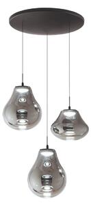Fabas Luce LED závěsné světlo Deva, 3-bodové, Ø 50 cm, šedé, stmívatelné, stmívatelný, Hliník / šedá / zinek, Obývací pokoj / jídelna, Sklo, Moderní