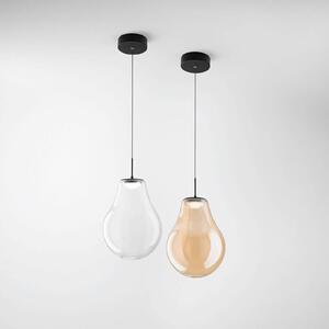 Fabas Luce Závěsné světlo LED Noa, jantarová, sklo, Ø 25 cm, stmívatelné, stmívatelný, Krémová / jantar, Obývací pokoj / jídelna, Sklo, Moderní
