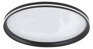 Fabas Luce LED stropní svítidlo Isy, černé, Ø 55 cm, kov, stmívatelné, stmívatelný, Černá, Obývací pokoj / jídelna, kov, Moderní