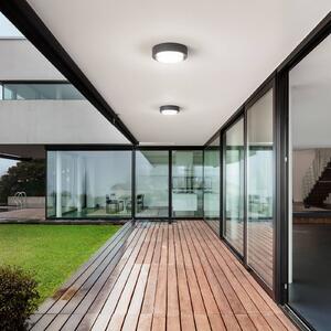 Fabas Luce Venkovní stropní svítidlo LED Owen, tmavě šedé, kov, 23 cm, IP65, Černá, Hliník, Moderní