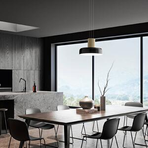 Fabas Luce LED závěsné světlo Lunar, černá/zlatá, sklo, stmívatelné, stmívatelný, Černá, Obývací pokoj / jídelna, Sklo, Moderní
