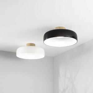 Fabas Luce LED stropní svítidlo Lunar, černé, sklo, Ø 42 cm, stmívatelné, stmívatelný, Černá, Obývací pokoj / jídelna, Sklo, Moderní