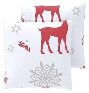 Livarno® Fleecový potah na polštář, 50 x 60 cm, 2 kusy (jeleni bílá) (100395894002)