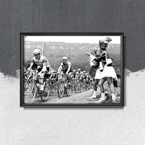 Retro plakát Retro plakát Tour de France Fotografie Jezdci projít Malorettes