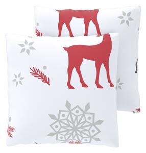 Livarno® Fleecový potah na polštář, 50 x 60 cm, 2 kusy (jeleni bílá) (100395894002)
