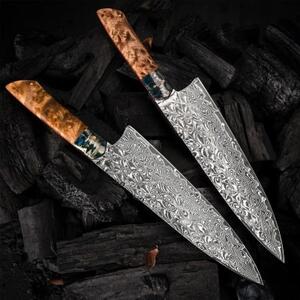 KnifeBoss damaškový nůž Chef 8" (210 mm) Burl Wood VG-10