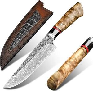 KnifeBoss damaškový nůž Chef 6.8" (172 mm) Burl Wood VG-10