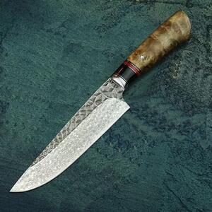 KnifeBoss damaškový nůž Chef 6.8" (172 mm) Burl Wood VG-10