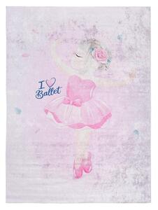 Růžový koberec s motivem baletky