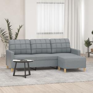 3místná pohovka s podnožkou světle šedá 180 cm textil 3201001