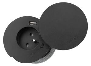 Solight PP119CWB - Vestavná zásuvka s bezdr. nabíj. 10W 1Z + USB A+C černá