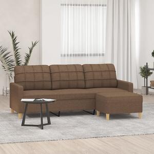 3místná pohovka s podnožkou hnědá 180 cm textil 3201004