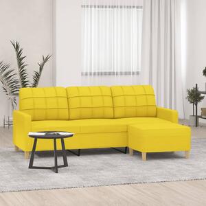 3místná pohovka s podnožkou světle žlutá 180 cm textil 3201006