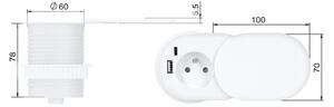 Solight PP124CW-PD20 - Vestavná zásuvka 20W 1Z + USB A+C bílá