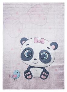 Růžový dětský koberec s motivem pandy
