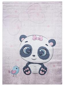 Růžový dětský koberec s motivem pandy