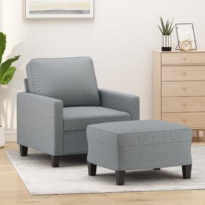 Křeslo s podnožkou světle šedé 60 cm textil 3201029