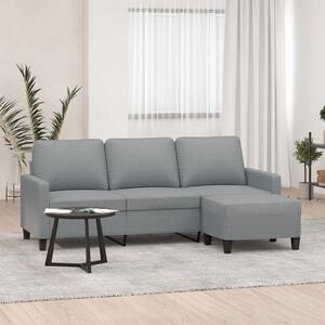 3místná pohovka s podnožkou světle šedá 180 cm textil 3201037