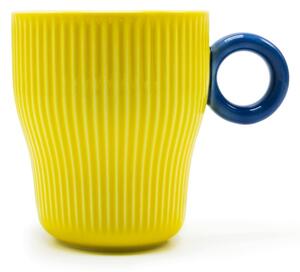 Porcelánový hrnek Easy Life Twist Yellow & Blue, žluto-modrý, originální design, vlnky, 300 ml
