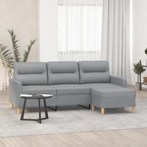 3místná pohovka s podnožkou světle šedá 180 cm textil 3201073