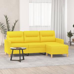3místná pohovka s podnožkou světle žlutá 180 cm textil 3201078