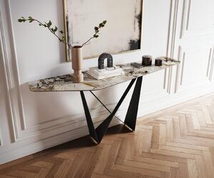 DELIFE Konzolový stůl Edge polygonální 180×50 cm keramika Patagonia leštěná Spios kov černá