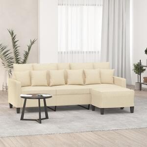 3místná pohovka s podnožkou krémová 180 cm textil 3201091