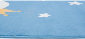 Dětský modrý koberec s labutí