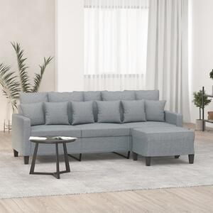 3místná pohovka s podnožkou světle šedá 180 cm textil 3201089