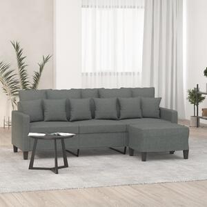 3místná pohovka s podnožkou tmavě šedá 180 cm textil 3201090