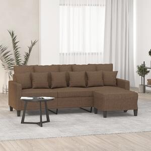 3místná pohovka s podnožkou hnědá 180 cm textil 3201092