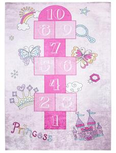 Dětský růžový koberec s číslicemi