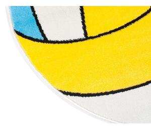 Dětský kulatý koberec bílo-žluté barvy