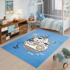 Dětský modrý koberec s obrázkem
