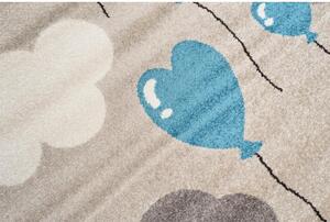 Béžový dětský koberec s balónky