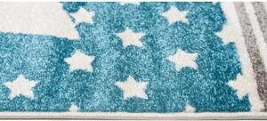 Dětský modrý koberec s motivem hvězd
