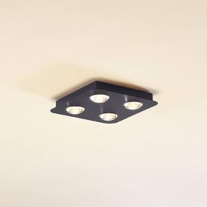 Lindby Stropní světlo Jyla, matná černá, 25 x cm, 4 svítidla., stmívatelný, Černá, Chodba, kov, Moderní
