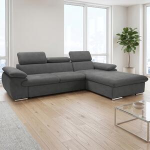 Sedací souprava COOL | 281x191 cm | rozkládací + úložný prostor | PRAVÁ | lounge 21 tmavě šedá
