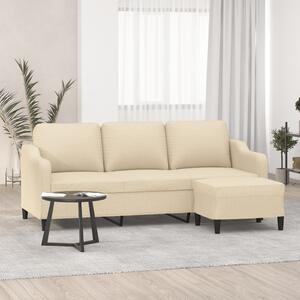 3místná pohovka s podnožkou krémová 180 cm textil 3201137