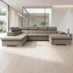 Sedací souprava COOL II | 220x343x191 cm | rozkládací + 2x úložný prostor | PRAVÁ | lounge 03 šedobéžová