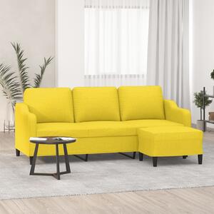 3místná pohovka s podnožkou světle žlutá 180 cm textil 3201140