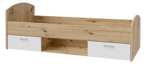 Jednolůžková postel s úložným prostorem URO 90x200 cm dub artisan/bílá