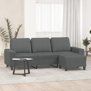 3místná pohovka s podnožkou tmavě šedá 180 cm textil 3201152
