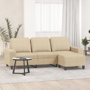 3místná pohovka s podnožkou krémová 180 cm textil 3201153