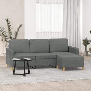 3místná pohovka s podnožkou tmavě šedá 180 cm textil 3201193