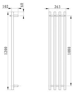 Sapho Papinado ER350 Elektrický sušák ručníků 26,3x120 cm, černá mat