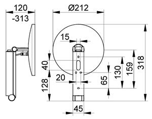 Keuco iLook_move - Kosmetické zrcadlo s osvětlením Ø 212 mm, kartáčovaný černý chrom 17612139004