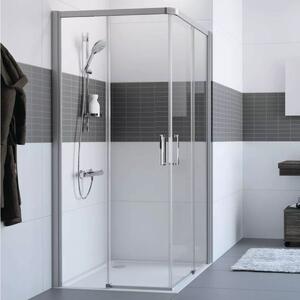 Hüppe Classics 2 EasyEntry - Posuvné dveře rohový vstup 2-dílný (1/2) 1000x2000 mm, upevnění vlevo, stříbrná pololesklá, čiré sklo s Anti-Plaque C25103.069.322